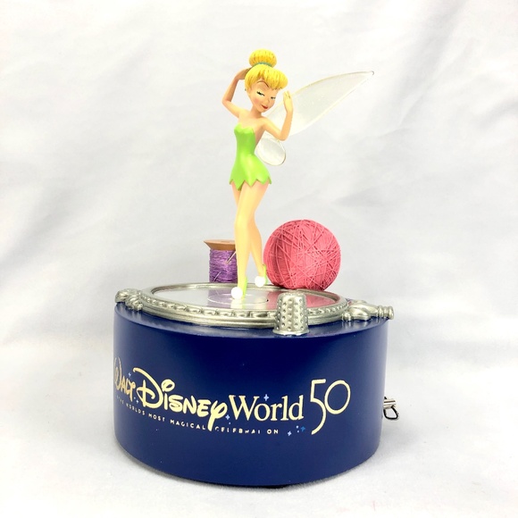 Disney Parks 50th Anniversary Peter Pan Tinker Bell Music Box Figure Statue NEW - Picture 2 of 3